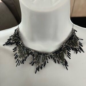 Guess Black and Silver Fringe Necklace